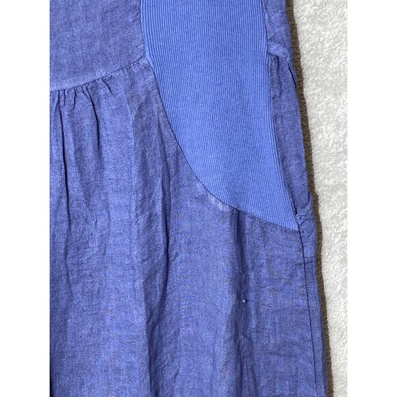 Lands Downunder Italy Linen Dress Small Blue Side Tie Lagenlook Boho Minimalist - Picture 7 of 9